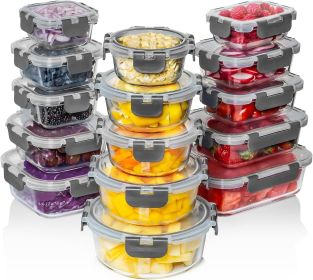30 PC Glass Food Storage Containers with Lids - Reusable Glass Meal Prep Containers for Lunch & Leftovers - Airtight & Leakproof Snap Locking Lid
