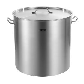 VEVOR Stainless Steel Stockpot, 100 Quart Large Cooking Pots, Cookware Sauce Pot with Basket, Lid, and Handle, Heavy Duty Commercial Grade Stock