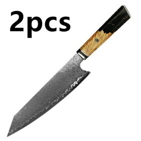 Chef's Knife For Japanese Cuisine In Damascus (Option: Black-34.7cm 2pcs)