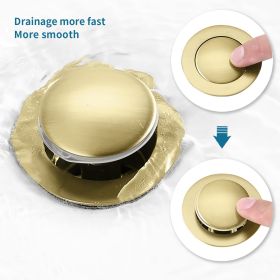 GELE Bathroom Sink Drain Vanity Sink Drain With Strainer Basket, Vessel Sink Lavatory, Anti-Clogging, Pop-Up, Stainless Steel, Brushed Gold Finis (Option: 1)