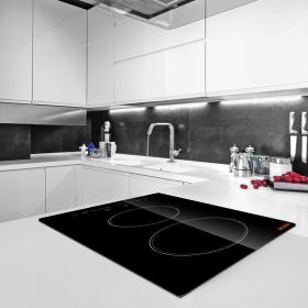 Built In Electric Stove Top, 20 X 11.6 Inch 2 Burners, 110V Glass Radiant Cooktop With Sensor Touch Control, Timer & Child Lock Included, 9 Power (Option: black)