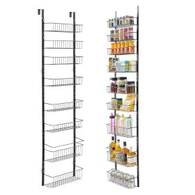 VEVOR Over the Door Pantry Organizer, 9-Tier Pantry Organization and Storage, Heavy-Duty Steel Hanging Spice Rack, Adjustable Wall Seasoning Shel (Number of Layers: 9, Color: Black)