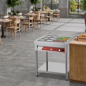 6 X 1/3 Pans Commercial Food Warmer Electric Steam Table With Undershelf (Option: silver)