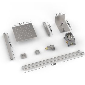 Rain Shower System With Storage Rack, 10-inch Shower Faucet Set, Brushed Nickel Finish, High-pressure Square Shower Head, Luxury Wall-mounted Sho (Option: 1)